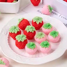 딸기 모양 3D 초콜릿 케이크 디저트 데코 장식 36개입, 레드 (소형) 36개입