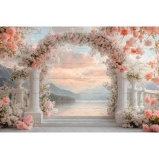 화이트 핑크 배경 커튼 꽃 장식 천 웨딩 생일 사진 소품, 23. X02744