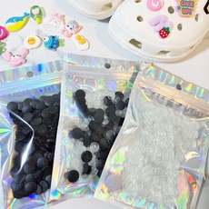 마켓스마일 신발 악세사리 만들기 부자재, 200개, 반반(투명+블랙)