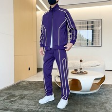 港風運動休閒情侶款兩件套裝長款運動棉服 (2026春季新款)