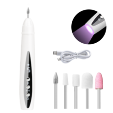 자홀포 충전식 젤 네일 드릴 5단계 회전 속도 조절 셀프 홈케어 전동 네일 관리기, 1개, 화이트