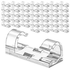 카로히포 접착식 전선 케이블 정리 클립 홀더, 투명, 40개