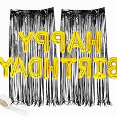 비비드에딧 골드 생일은박풍선 블랙커튼 세트