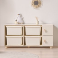 라자가구 베니 E0 키즈 1200 바구니 수납장(원목발) 유아 어린이 교구장 베이비장, 아이보리