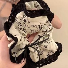 爆款復古碎花蕾絲三角巾田園風印花絲帶蝴蝶結頭巾包頭髮飾頭飾女包頭髮飾首選