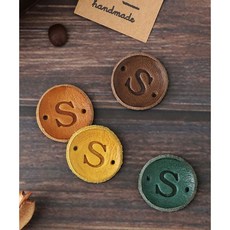 퀼트스타 [니들홀릭] 빈티지 이니셜 워싱 통가죽라벨_4종세트 S, 1개, 카멜, 딥브라운, 딥옐로우, 벅스그린