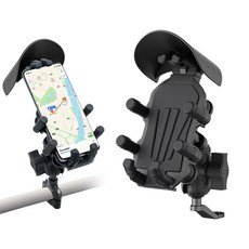 GS 3C 四角減震超穩八爪固定機車手機支架，防曬遮陽帽避雨後照鏡手機架，八角鎖定緩衝外送必備, 黑色, 八爪－減震－遮陽