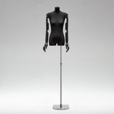 黑色扁身模特道具平胸韓版半身櫥窗陳列女裝服裝店模特展示架全身櫥窗模特兒 擺攤人檯模特兒 人形模特兒, 黑扁身/鏡面加厚半圓/黑色手