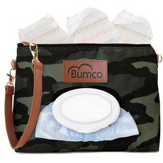 Bumco 기저귀 클러치 백 - 휴대용 물티슈 디스펜서 및 홀더 밀폐 여행용 아기 케이스 디스펜서 이동 중에도 팔찌 380431, 카모