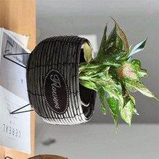 호두상점 스탠드 화분바구니 그레이 라탄화분바구니소형