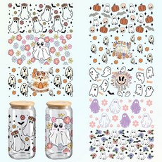 할로윈 UV DTF 컵 랩 8팩 컵 스티커 473.2ml(16온스) 컵 유리 및 목재 공예 용품(135), 135