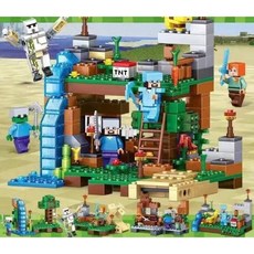 台灣出貨 我的世界麥塊積木 樹屋貓叢林戰馬之城 機關升降拼裝益智玩具, 1套, 大貓叢林林(彩袋裝81005(310片)