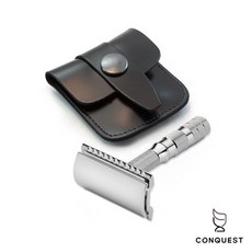 【CONQUEST】德國 Merkur 933C 旅行用刮鬍刀組，可拆卸收納方便攜帶，附原廠皮套, 1個, 1