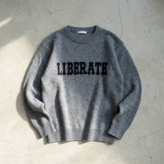 MINDBRIDGE 부클 레터링 세미오버핏 니트