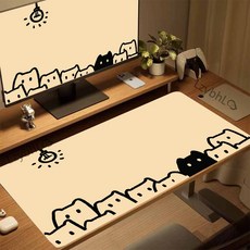 게이밍 장패드 고양이 캐릭터 마우스패드 방수코팅 400X900X3MM, 1개, 노란색