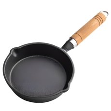 迷你鑄鐵煎蛋鍋 - 導熱均勻多功能小鍋，露營必備熱油平底鍋具, 黑色, 1個