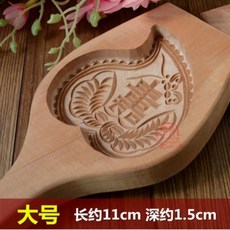 熱銷實木模具 福桃青團月餅饅頭粿子粑粑年糕餑花磕子印麵食烘焙木質模具, 壽桃大號印, 1個