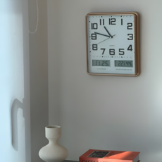 알랑 무소음 뉴트로 LCD 사각 벽시계 인테리어 레트로 시계 야광시계, 알랑 뉴트로 LCD, 로즈골드