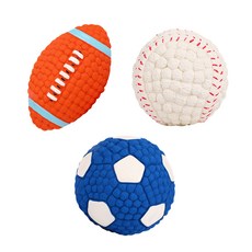 애구애구 강아지 공 대형견 장난감 삑삑이 라텍스볼 3묶음(럭비공 축구공 야구공), M사이즈 3개