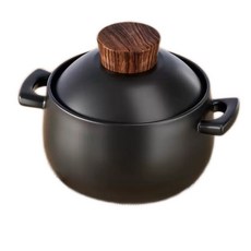 陶瓷燉鍋 燃氣爐電陶爐適用 薑母鴨煲湯鍋 燉雞湯鍋 煮粥砂鍋, 1個, 1-2人份/黑Black, 17cm