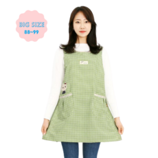 체크오트밀캣 앞치마 어린이집 보육교사 선생님 실습 원피스앞치마 린다스 에이프런샵, 1개, 끈그린