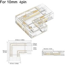 COB LED 커넥터 2핀 3핀 4핀 L코너 스트립 조명 연결 단자, COB LED 커넥터 10mm 4핀