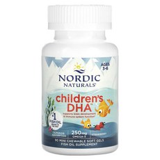 Nordic Naturals 노르딕 네추럴스 3~6세 유아용 DHA 62.5mg 딸기향, 90정, 1개