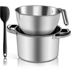 더블 보일러 냄비 세트 초콜릿 녹이기용 1250ML/1QT 믹싱 볼 초콜릿 사탕 양초 비누 왁스 녹이기용 실리콘 주걱 포함 2200ML/2QT 304 스테인리스 스틸, A-2000ml, 1개