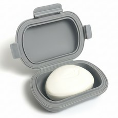 조아리빙 실리콘 휴대용 수영장 방수 비누 케이스, 1개, 그레이