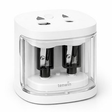 미니멀 듀얼홀 자동 전동 연필깎이 2구 입학선물, 1개, 화이트