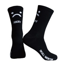 monton 車襪/騎行襪-崇越單車休閒館, 1個, ANGRY黑色棉襪, 黑色