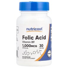뉴트리코스트 Nutricost Folic Acid 1 000 mcg 30 Capsules