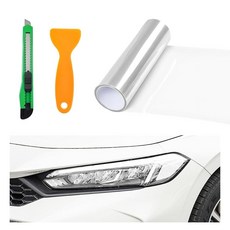 MUQIDA 헤드라이트 비닐 필름 스티커 시트 롤 110.9 x 29.9cm(47.2 x 11.8인치) 자체 접착 틴트 비닐 필름 자동차 후미등 안개등용 공기 방출 헤드라, 투명