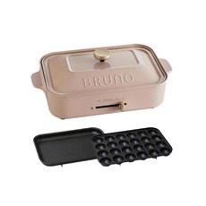 BRUNO 콤팩트 핫 플레이트 본체 2 접시 (타코야키 플랫) 민트 그레이 200w BOE021-MTGY 7761038, 플레이트 3 종 (플랫  타코야키  냄비), 핑크 베이지