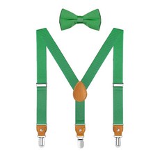 CEAJOO 남성용 남아용 멜빵과 나비 넥타이 세트 조절 가능한 고무줄 튼튼한 금속 클립 포함 핫 핑크 129363