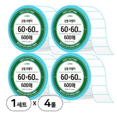 제이팩 감열 롤 라벨지 60 x 60mm 600매 4개, 1세트