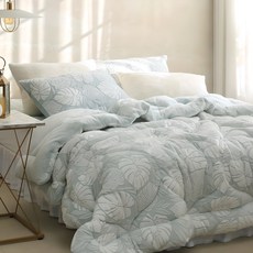 FLORA 龜背芋貂毛觸感超細纖維鋪棉被, 薄荷綠