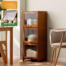 원목 주방 찬장 엔틱 미니 부엌 진열장 유리 장식장, [창홍 투명 플립 도어] 3단 40 길이