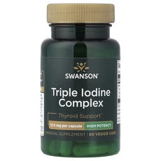 스완슨 Triple Iodine 컴플렉스 하이포텐시 12.5mg 60 베지캡슐, 6개, 60정