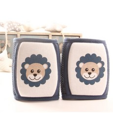 大小任意調節寶寶護膝 護肘 透氣護膝 嬰兒爬行護膝 寶寶膝蓋保護套 可調護膝, 1個, 深藍獅子（魔鬼氈）