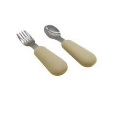 專業兒童學習湯匙 (副食品/兒童餐具), 象牙米,叉勺組