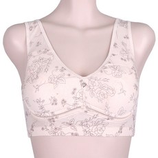 필굿 여성 오가닉 순면 인견 나염 노와이어 노몰드 스포츠브라렛 후크 뽕없는 브라 패드 삽입 가능 A컵 B컵 여름용 빅사이즈까지