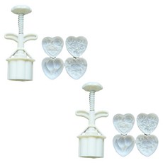 Keyiyijia 베이킹 몰드 4종 + 프레스 세트, 하트플라워, 2세트