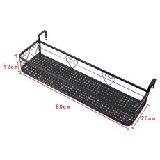 陽台收納置物架 懸掛式鐵藝護欄花盆架 多肉植物架, 80*20*12cm,黑色