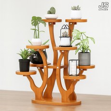 JS리빙 화분 진열대 베란다 인테리어 거실 다육이 엔틱 받침대 테라스 선반 다이 화분정리대 화분대 스탠드 거치대 실내 원목 4단 우드 C_01 41*27*46, 브라운