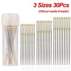 30Pcs 큰 눈 크로스 스티치 바늘 스레더 DIY 크로스 스티치 자수 바느질 스레딩 바늘 손 바느질 도구, 3 사이즈