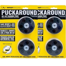 Wraparound Puckaround – 스트리트 & 롤러 하키 퍽 - 4팩 - 실제 아이스 느낌 스틱 핸들링 및 슈팅을 위한 내구성 - 하키 게임 및 훈련 장비 - 플레이