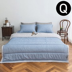 제오오스토어 간절기 이불베개커버세트 퀸 블루 베개솜별매 고급이불 이불패드 배드스커트 봄여름이불