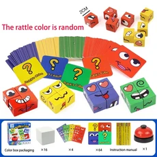 쿠쿠스토어 어린이 얼굴 변경 표현 퍼즐 빌딩 블록 몬테소리 큐브 테이블 게임 장난감 선물을위한 조기 교, 01 Model B, 1개