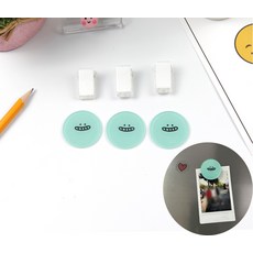 EM05 원형 소형 부착식 귀여운 문서 사진 집게 민트 1P